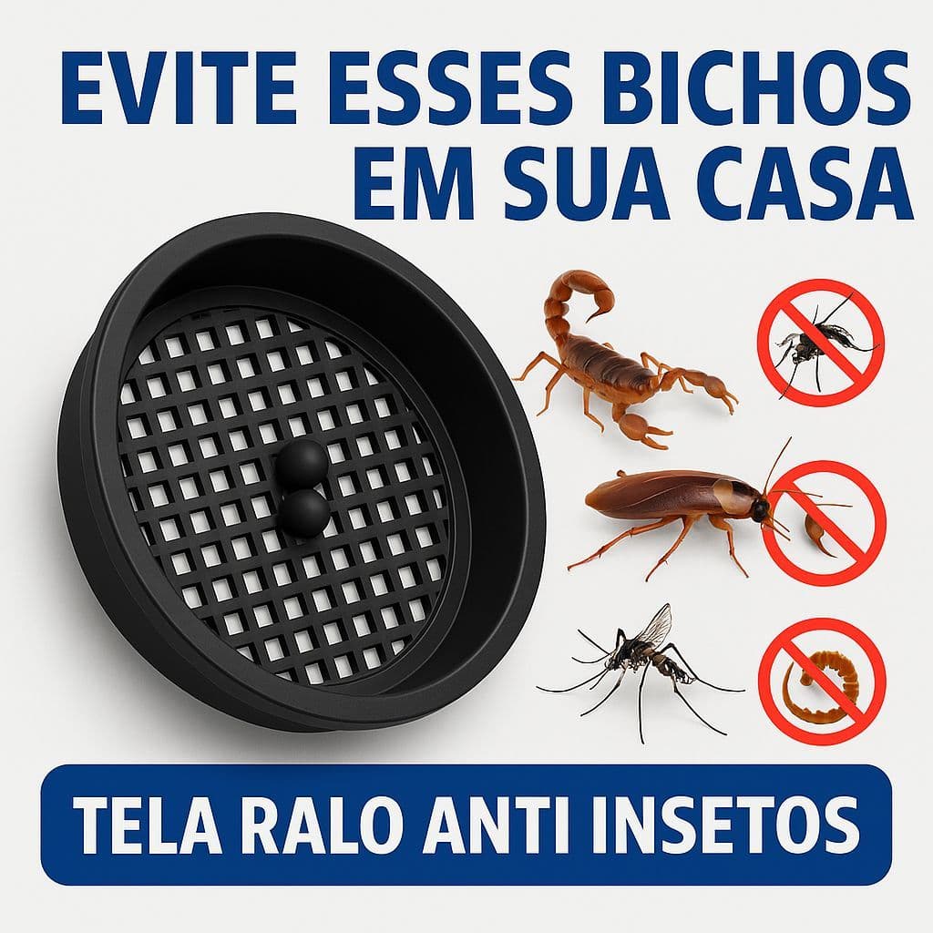 Tela Protetora De Ralos Contra Insetos Baratas e Escorpiões 100mm ou 150mm Preta Uniprime