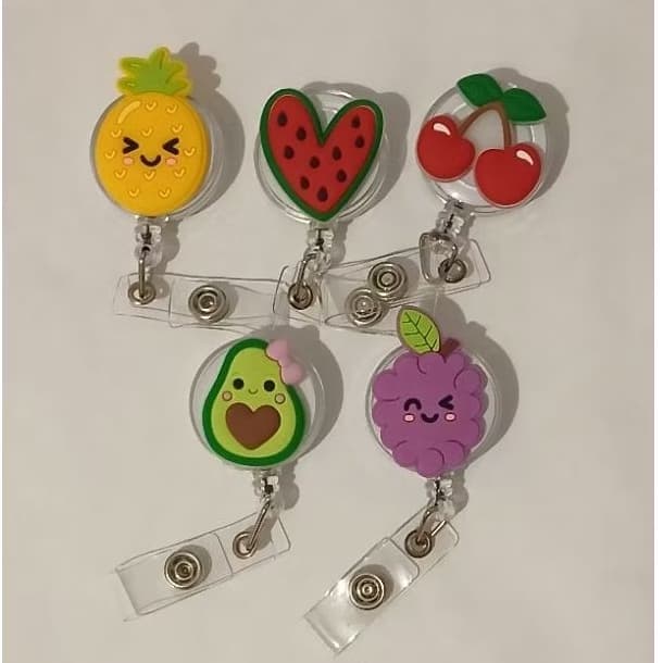 Porta crachá retrátil fruta melancia cereja abacate