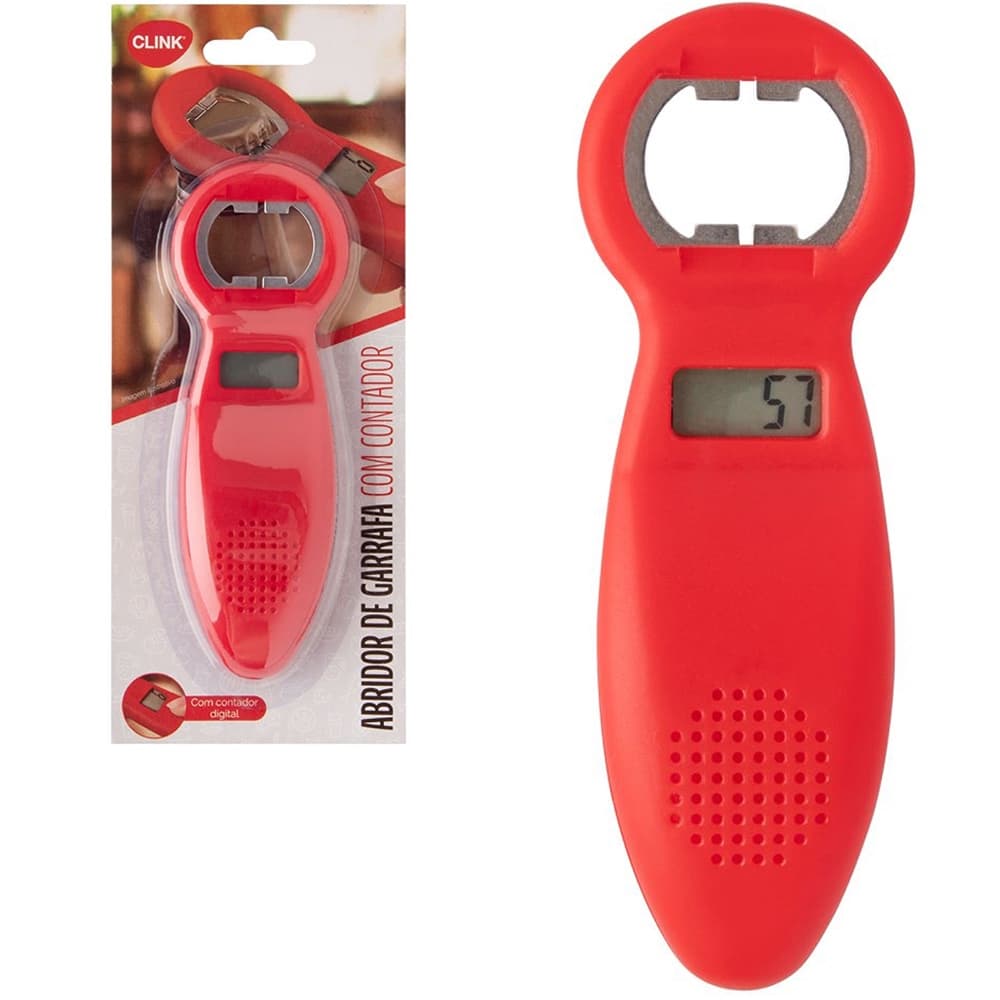Abridor de garrafa com contador vermelho de inox para abrir garrafas de plástico divertido presente dia dos pais