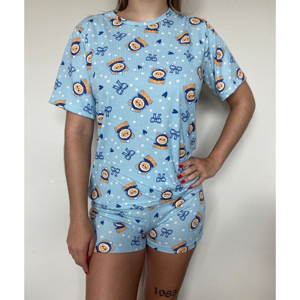 pijama feminino baby doll suede short e blusa feminina