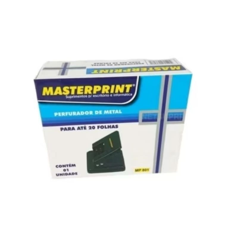Perfurador Furador de Papel Com Margeador Para 20 Folhas em Metal Aço Resistente MasterPrint