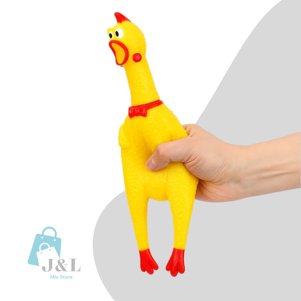 Brinquedo Mordedor para Cachorro Frango Galinha de Borracha faz Barulho