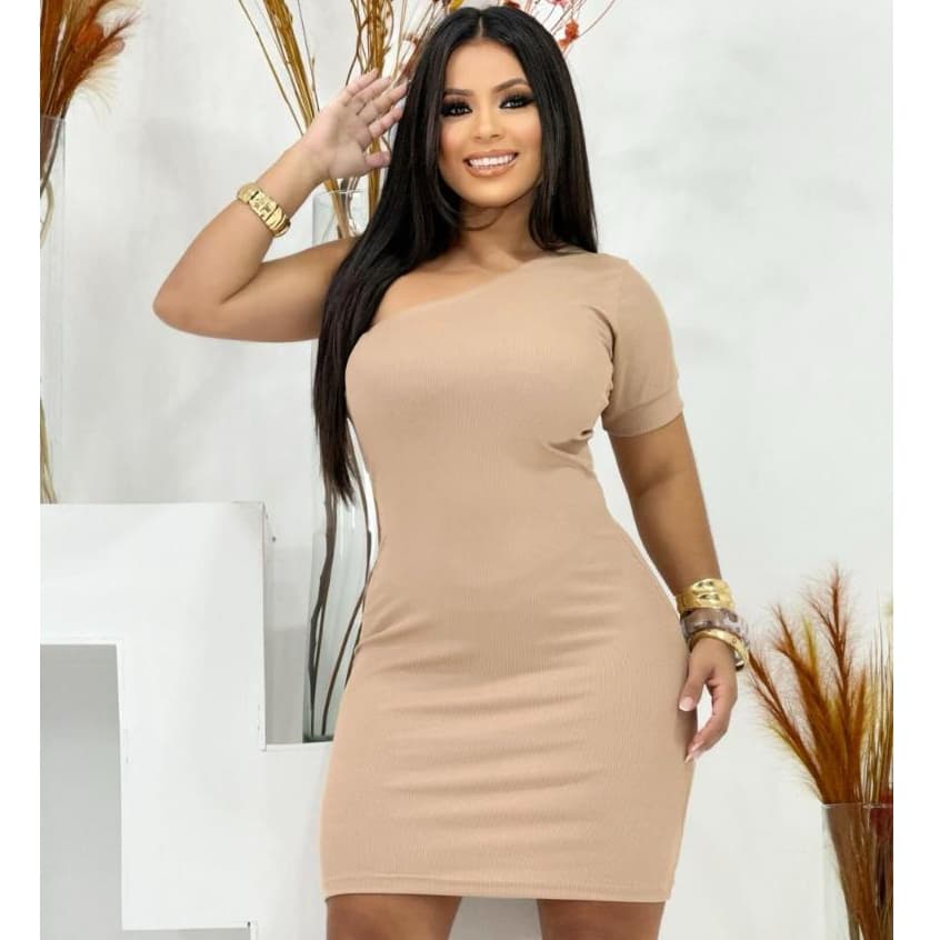 Vestido Feminino Midi Festa Um Ombro Só Vestidinho Curto Roupa Feminina
