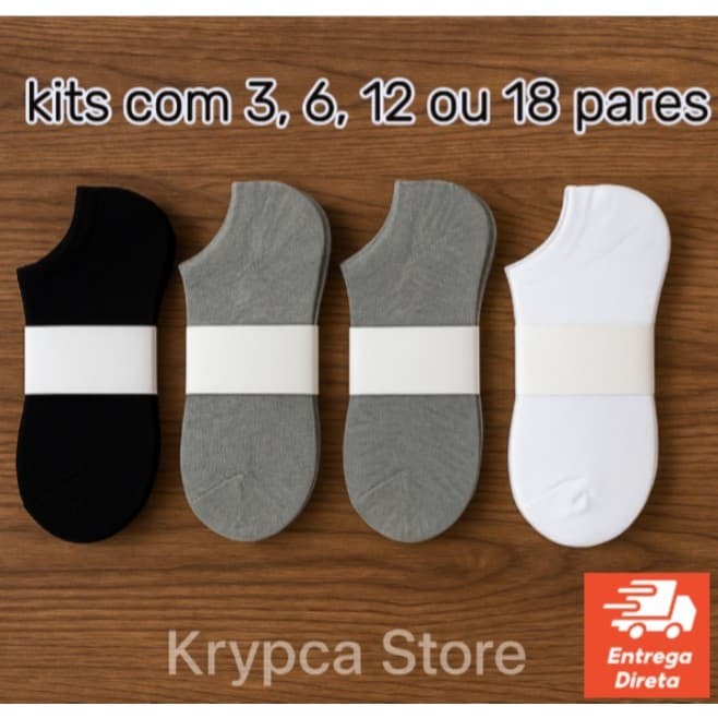 Kit 3, 6, 12, 18 e 24 Pares de Meia Soquete Unissex Com Conforto Total