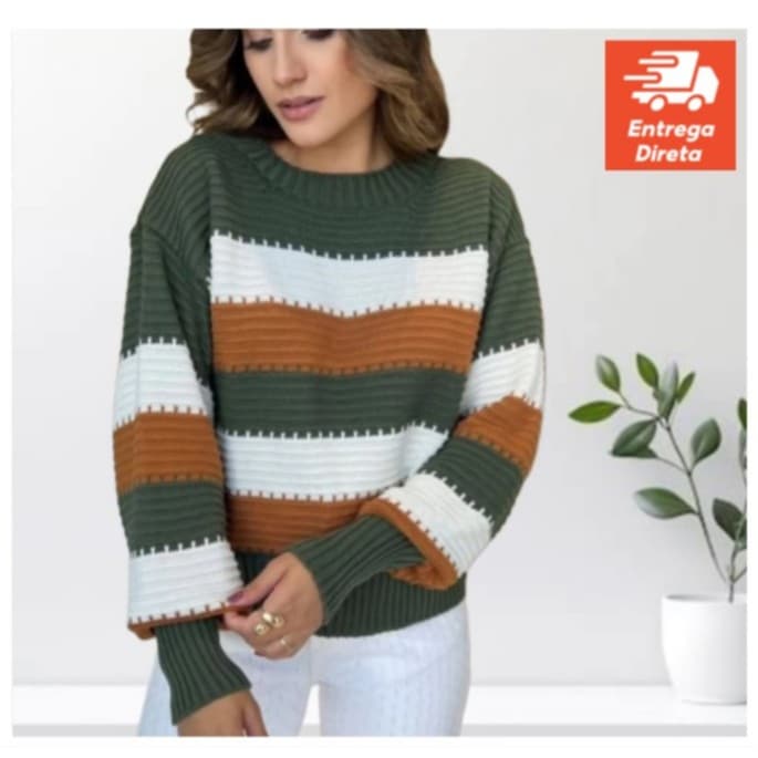 Blusa Feminina de Tricô Manga Longa