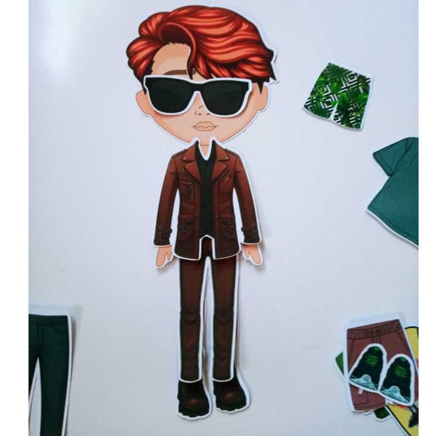 Boneco magnético de vestir Ruivo, boneco  de imã