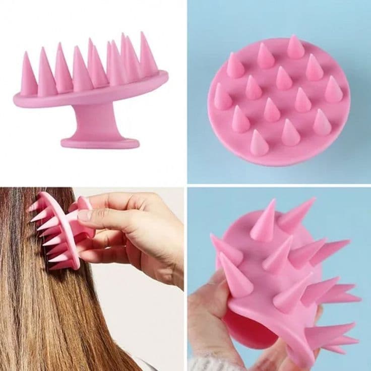 Escova Massageadora De Silicone Flexível para lavagem do Couro Cabeludo Anti-queda Anti-resíduos