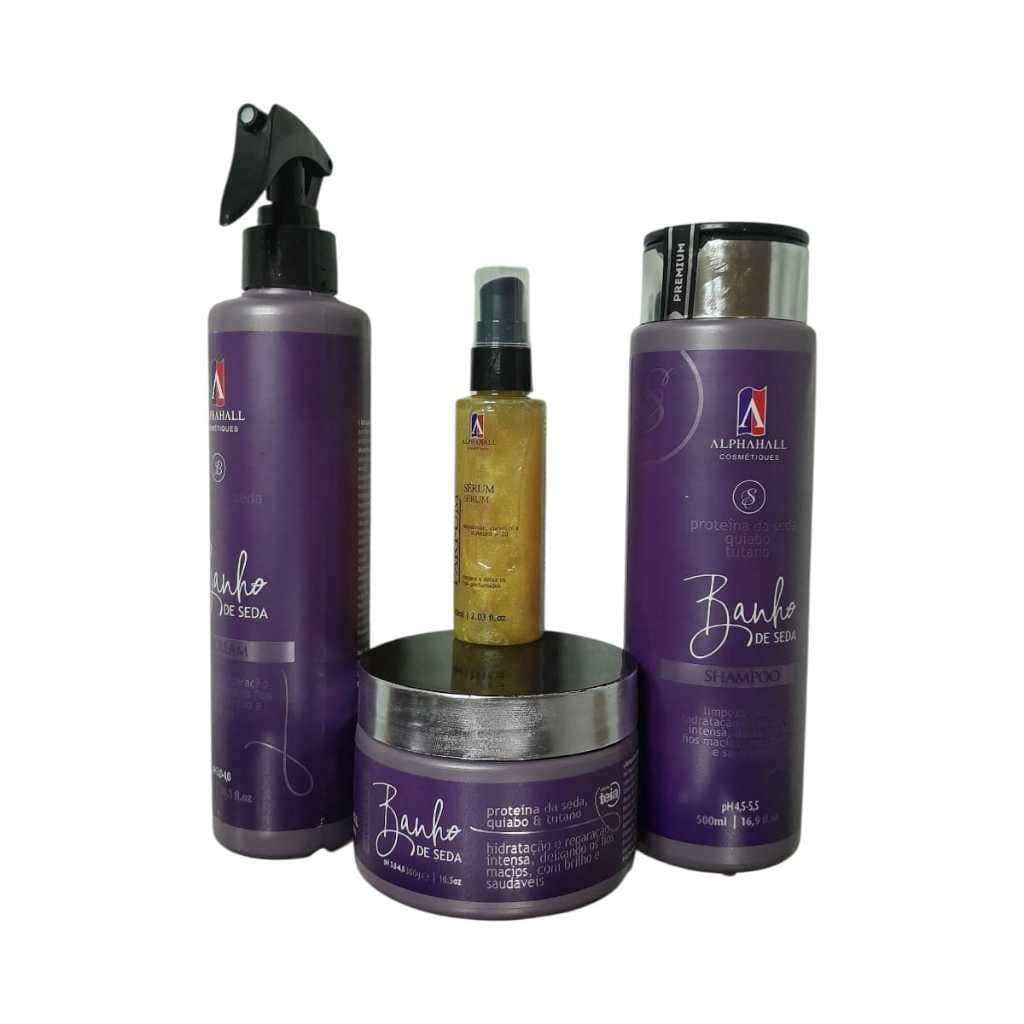 Kit Banho De Seda Mais Reparador Serum Ouro 4 Itens