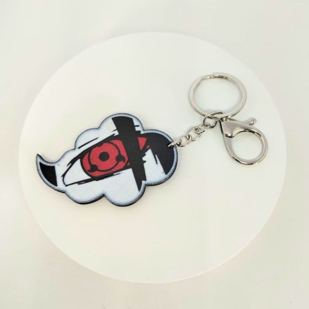 Chaveiro Sharingan Naruto Anime Mosquetão Com Corrente Com Argola 13,5cm