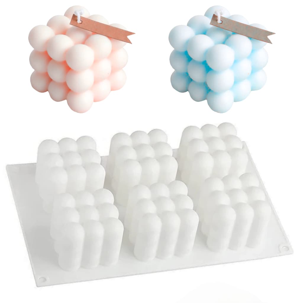 Molde de Silicone de Velas de Bolinhas Bubble 3D Forma de Silicone Vela 6 cavidades Sabonetes