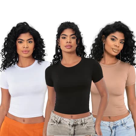 Baby Tee Feminina - Manga Curta Supplex Básica