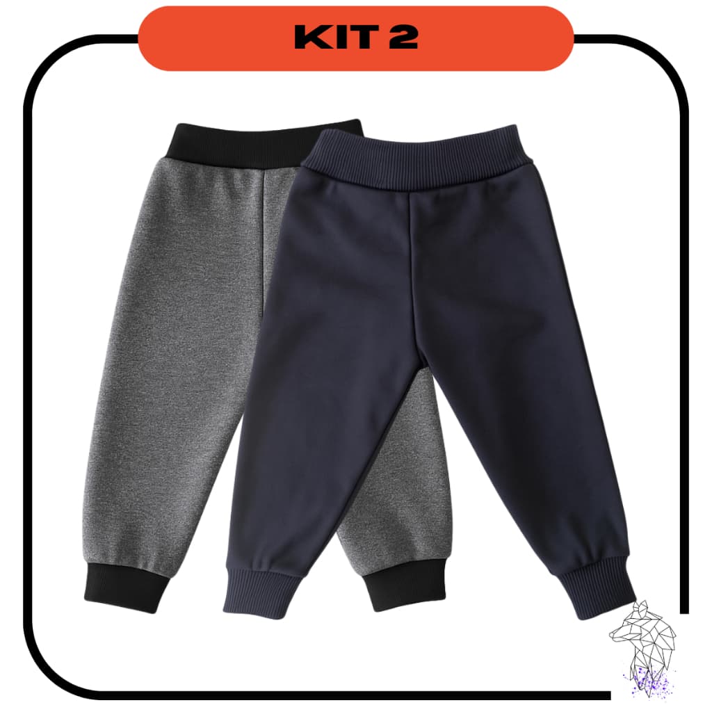 Kit 2 Calças Moletom Infantil Bebês Inverno