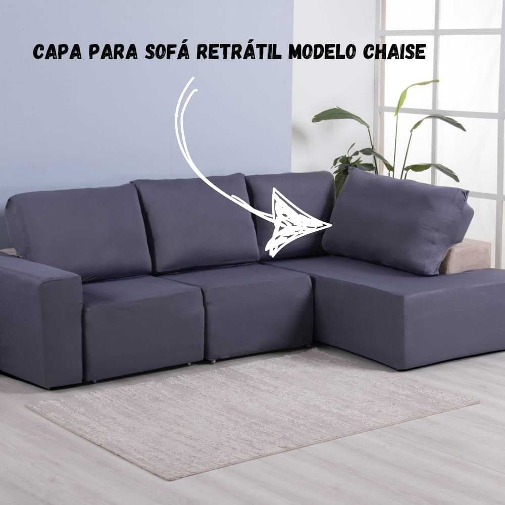 KIT CAPA DE SOFÁ RETRÁTIL DE 3 LUGARES MODELO CHAISE / SOFÁ DE CANTO 3 METROS DE LARGURA