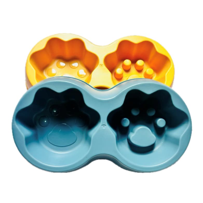 Comedouro Duplo para Pets | Design de Patinha, Prático e Resistente