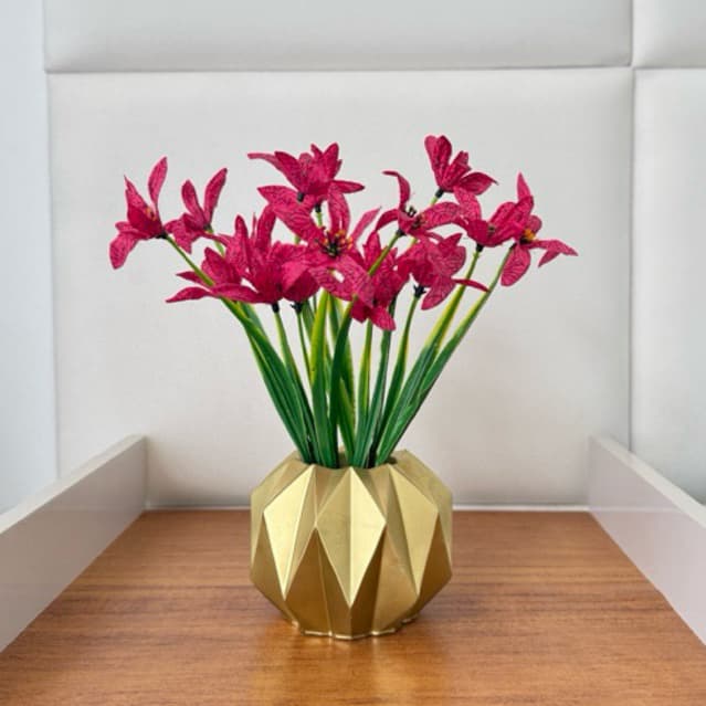 Vaso 3D balão com flores artificiais, arranjo luxo decorativo