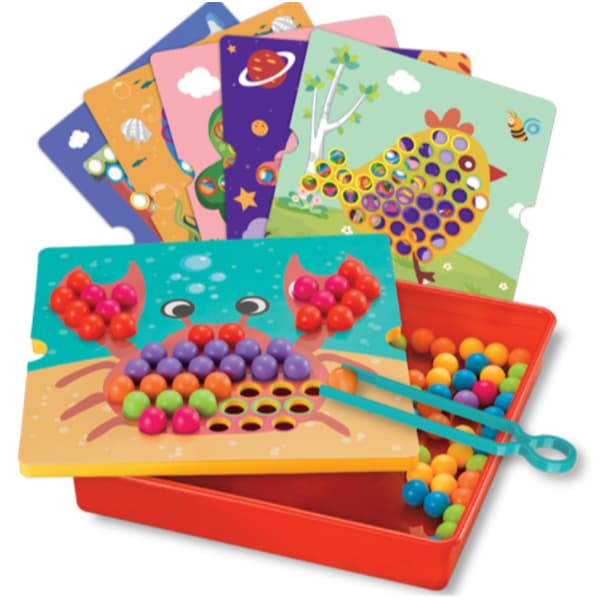 Follow Beads POLIBRINQ - PINÇA INFANTIL COORDENAÇÃO MOTORA BRINQUEDO PEDAGÓGICO MONTESSORI SENSORIAL