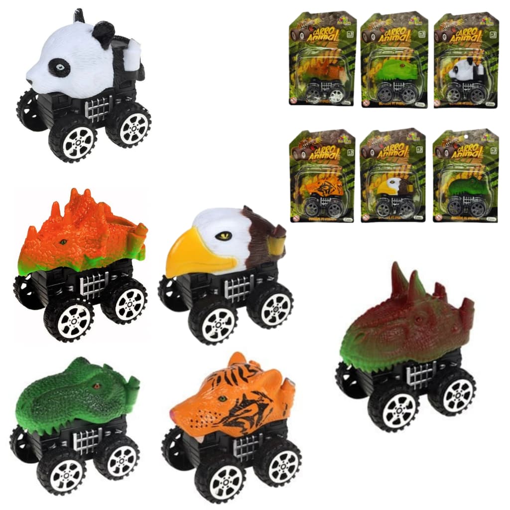 Carrinho Animal de Fricção Brinquedo Infantil para Coleção Animais Selvagens