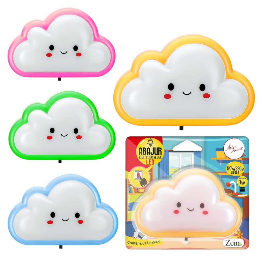 Abajur de Tomada Infantil Nuvem Bivolt Luz Led