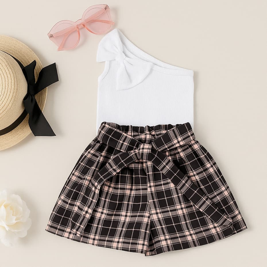 Short infantil menina alfaiataria short com cinto infantil menina moda verão