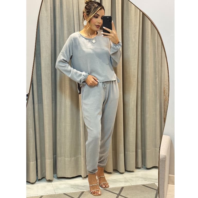 CONJUNTO COMFY FEMININO, OUTONO/INVERNO, BLUSA MULLET E CALÇA JOGGER DUNA VERSÁTIL E ELEGANTE