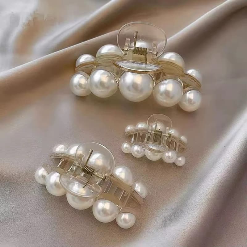 3 peças garras de cabelo de pérola artificial piranhas minimalistas da moda para mulheres meninas garras mix tamanhos