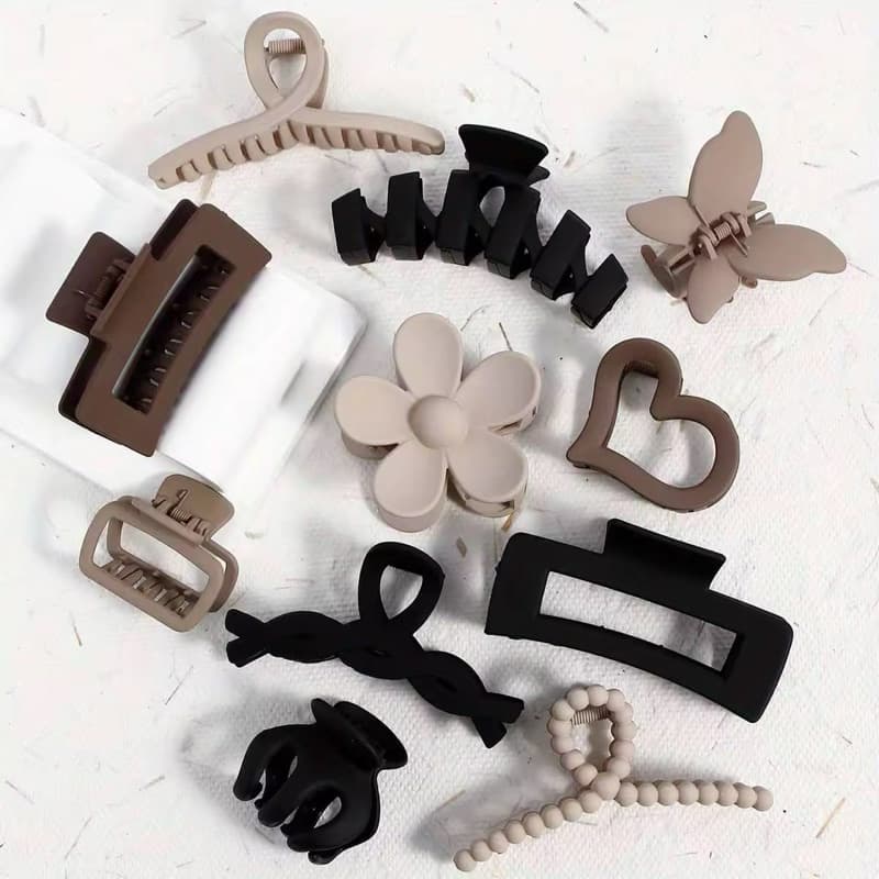 kit mix prendedores grandes tons neutros combo 6 ganchinhos pra prender cabelo modernos estilo elegante clipes femininos