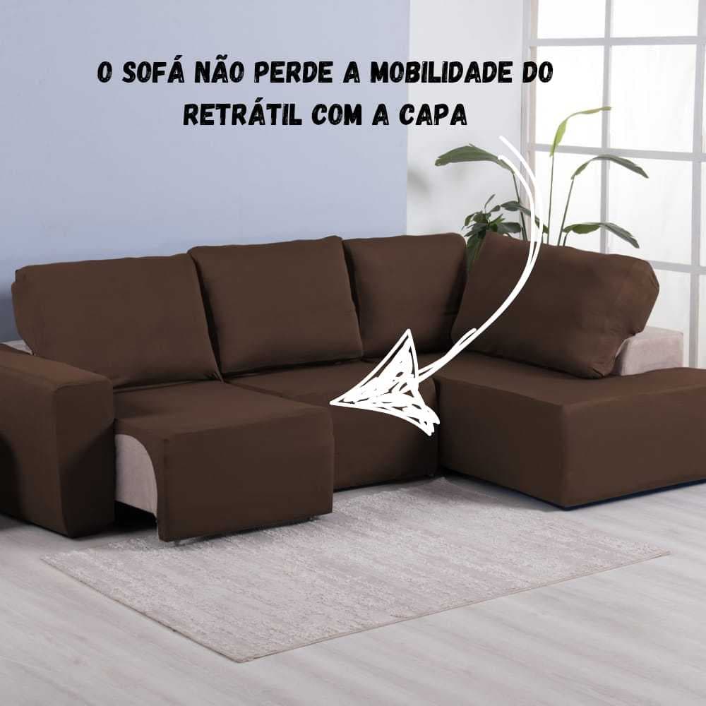 Capa De Sofá Retrátil  3 Lugares Modelo CHAISE / SOFÁ DE CANTO 3 METROS DE LARGURA