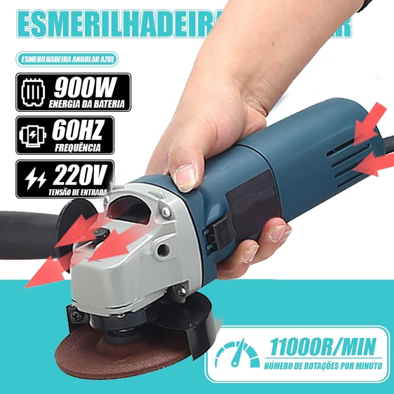 Esmerilhadeira e Lixadeira Angular 900w 115mm 4.1/2 11000rpm