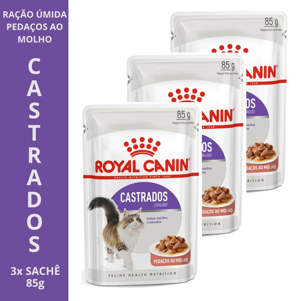 Ração Úmida Sachês Para Gato 🐱 Royal Canin KIT 2X, 3X , 6X ou 12X Gatos Castrados 85g - Sterilised