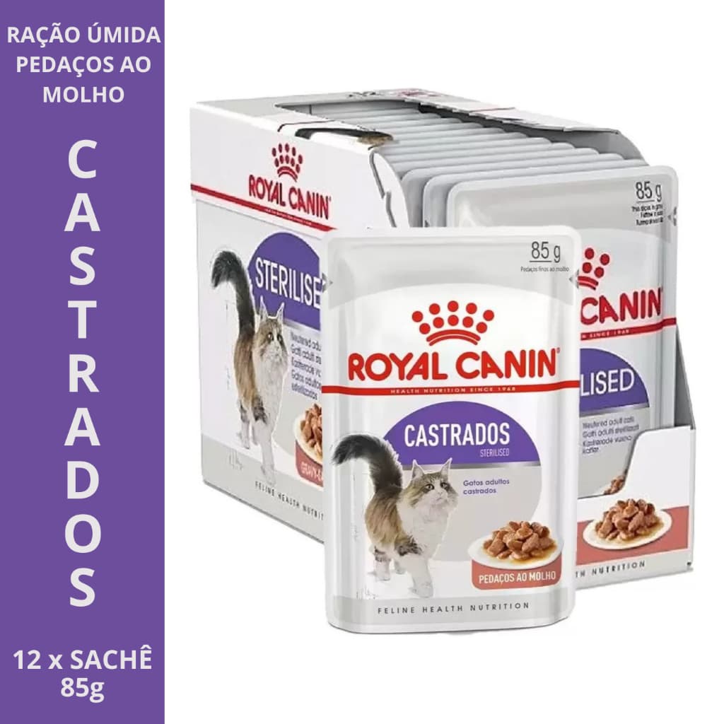Ração Úmida Sachê Para 🐱Gatos Castrados Sterilised Royal Canin KIT 12X Sachês CAIXA Gatos  85g