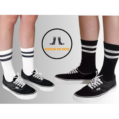 Kit 3 Meias Cano Longo Alto Academia Corrida Treino Crossfit