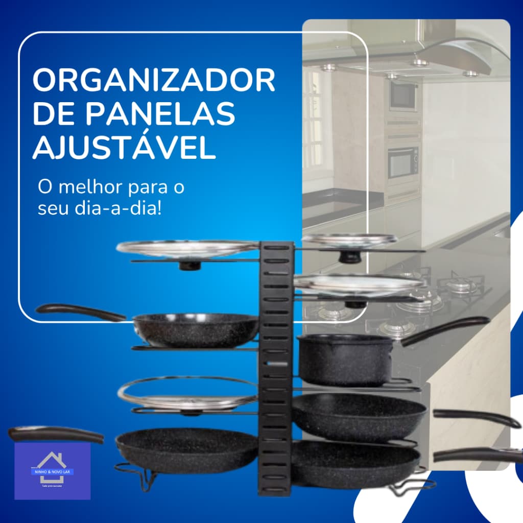Organizador de Panelas Ajustável – Multiuso para Panelas, Frigideiras e Tampas - SORTIDO
