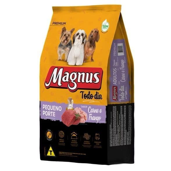 Ração Magnus Premium Todo Dia 10,1Kg Cães Adultos Pequeno Porte Sabor Carne e Frango Adimax