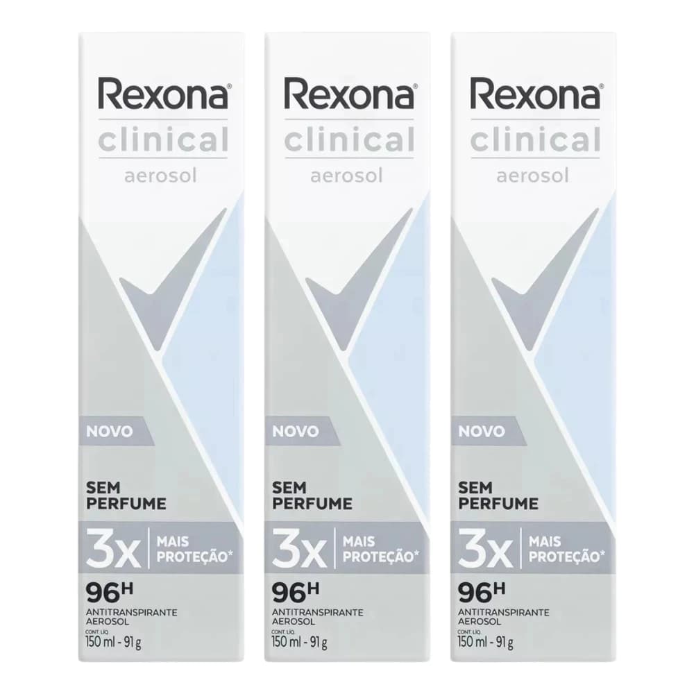 Desodorante Aerosol Rexona Clinical Sem Perfume Hipoalergênico 150ml