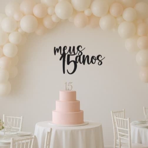 Decoração 15 Anos Aniversário Lettering Plaquinha Placa Painel