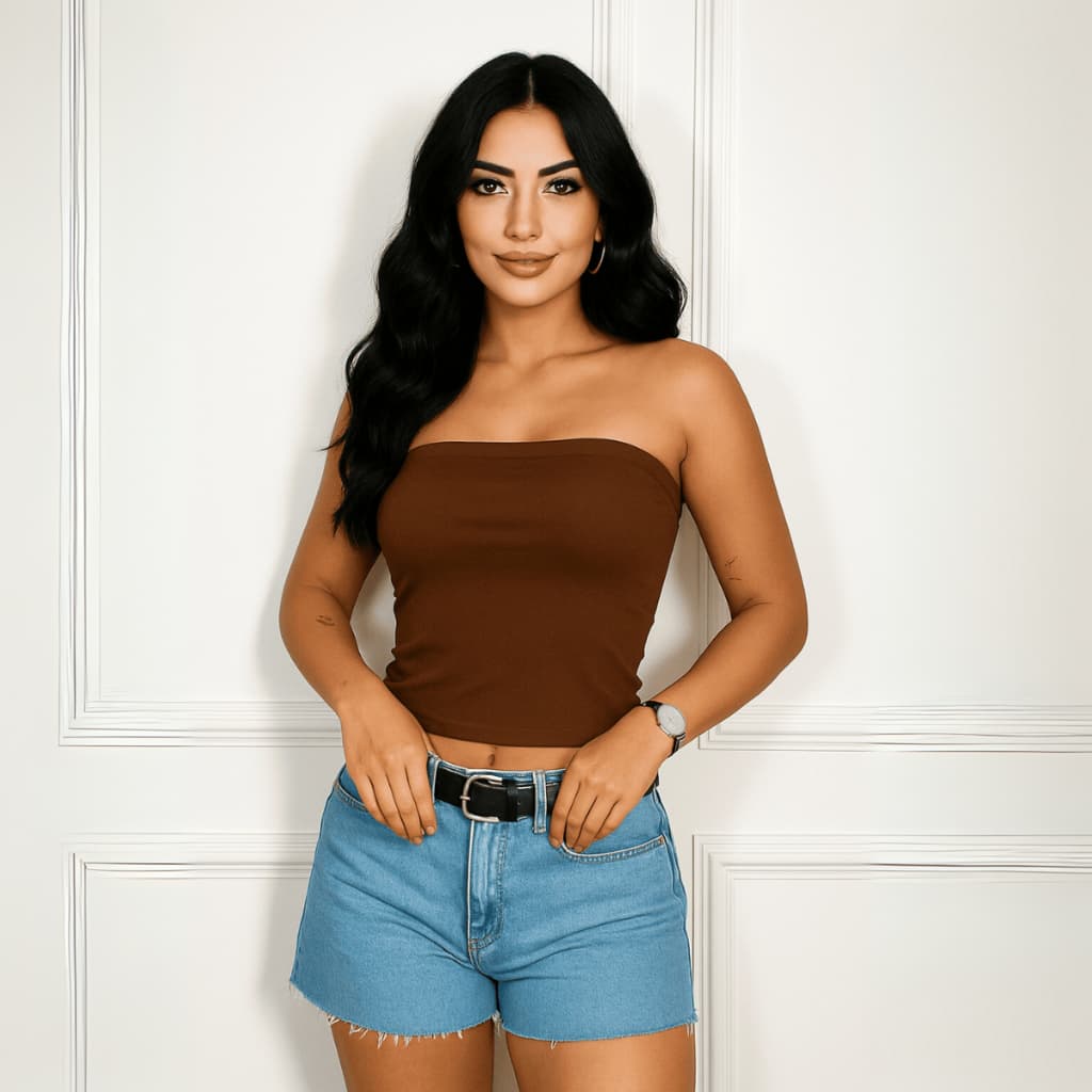 Top Tube Cropped Faixa Tomara que Caia Feminino Anaruga com Forro Confortável e na Moda do Tam. 36 ao 44