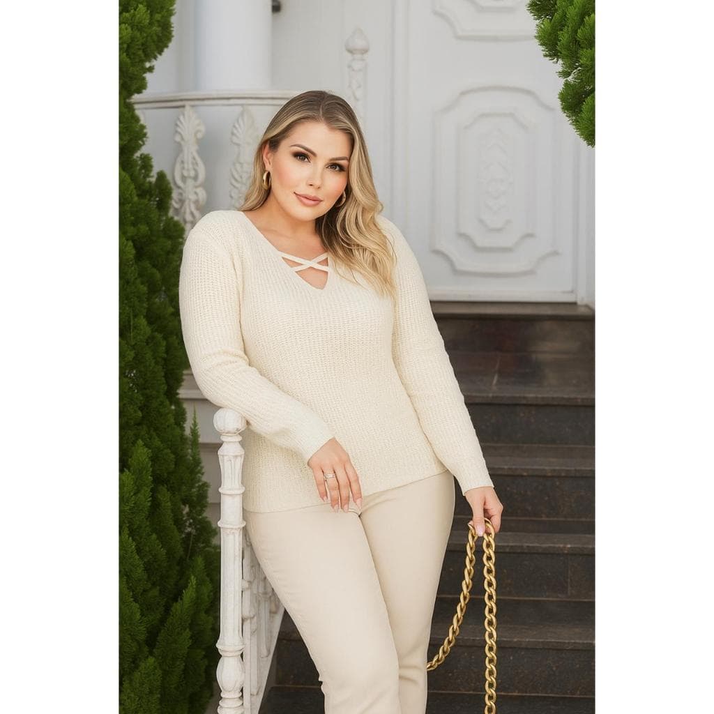 Blusa de frio Suéter Vest Legging Tricot feminina básica de lã