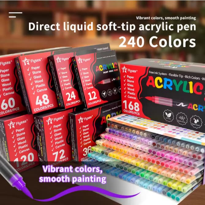 Pacote De Cores Em Linha Reta Líquido Cabeça Macia Caneta De Marca Acrílica Arte Desenho Específica Estudant