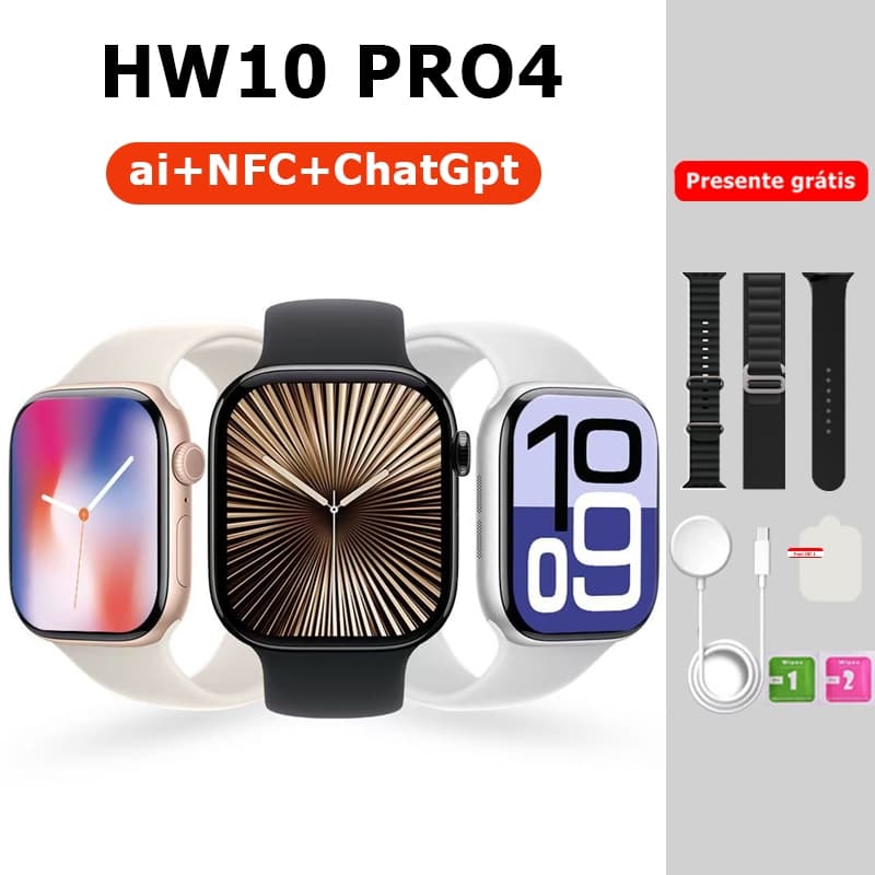 Relógio Smartwatch Original HW10 PRO4 Tela Amoled, NFC, AI ASSISTENTE DE VOZ IP67 à prova d'água