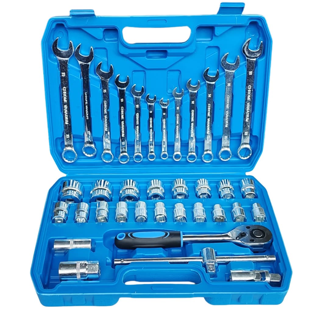Kit de Ferramentas 37 Peças profissional jogo chave combinada soquetes e catraca grande