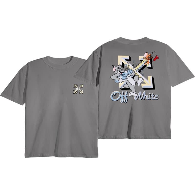 Camiseta Oversized Streetwear Unissex OFF WHITE Tom e Jerry