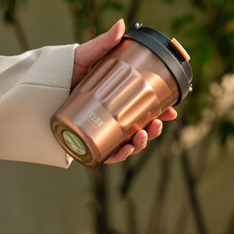 TYESO Copo de café Copo térmico 400ML Mantém líquidos quentes por 12h Aço inoxidável 304 grau alimentício
