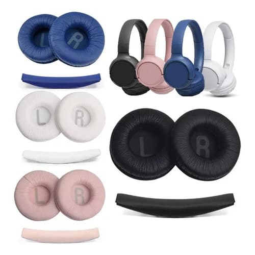 Par Almofada Espuma Para Fone Compatível Jbl Tune600 Bt T500 T510bt T450 T450bt Branco Preto