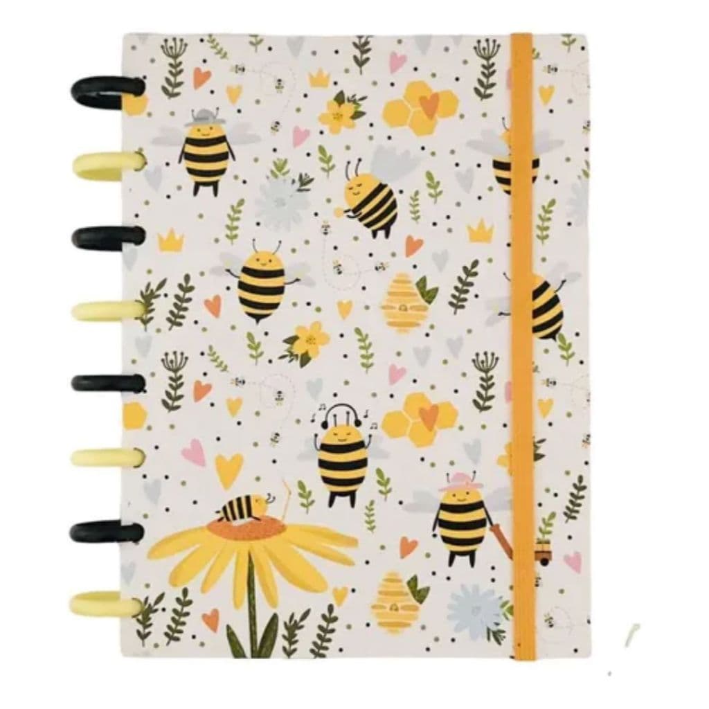 Caderno De Disco - Abelhinhas (tipo Caderno Inteligente com Folhas Decoradas)