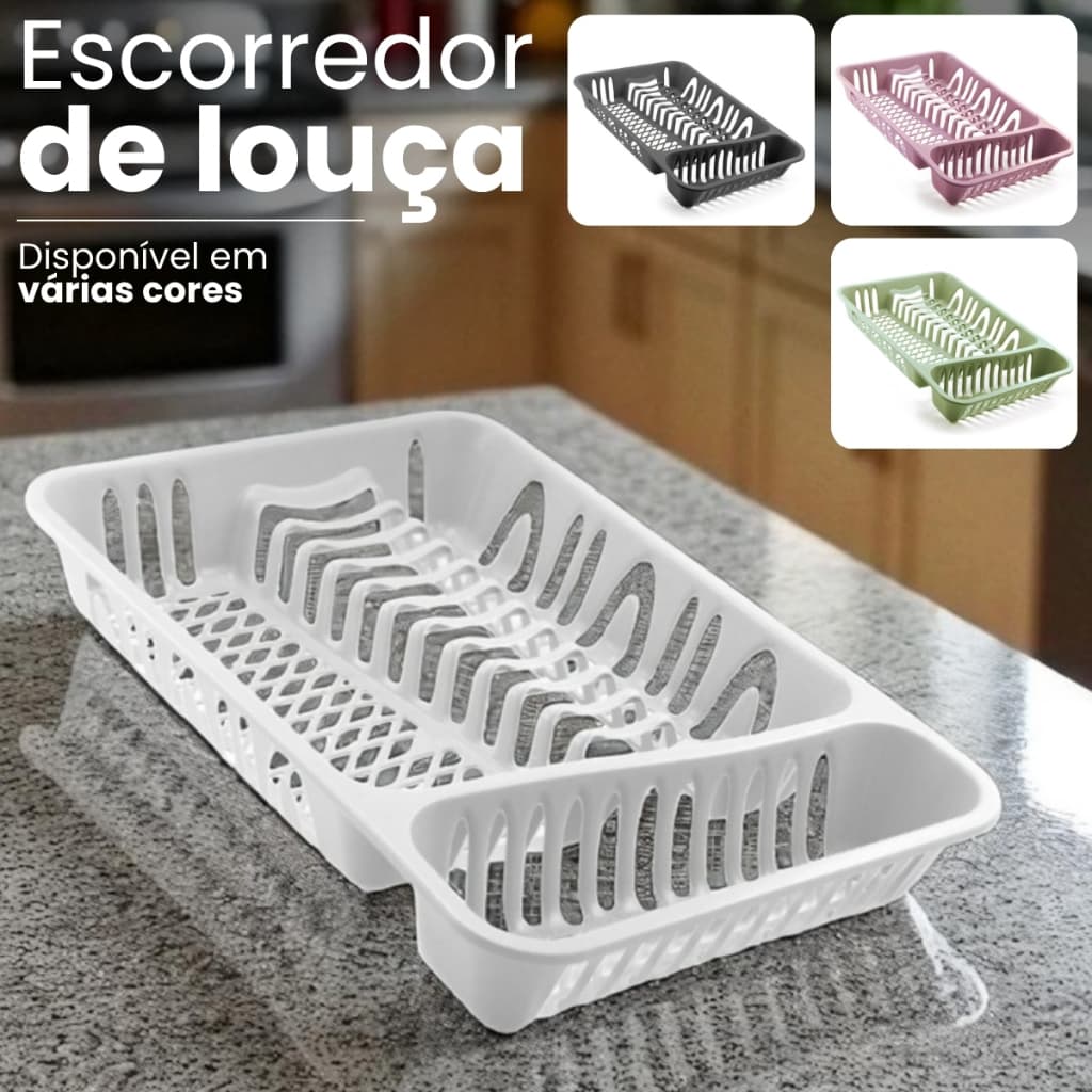 Escorredor de Louça Cozinha Premium de Plástico para Pratos Talheres e Copos