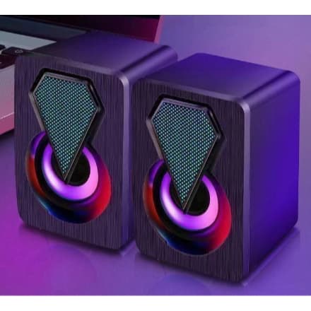 Caixa de som Pc Gamer Com Luz RGB Estéreo 2.0 Para Computador Notebook