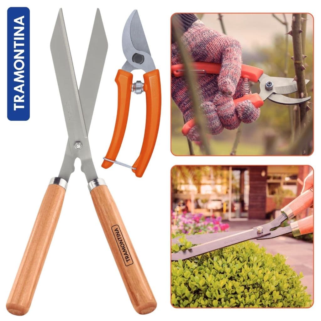 Conjunto Tesoura de Poda e Cerca Viva Para Jardinagem Plantas e Flores  Tramontina