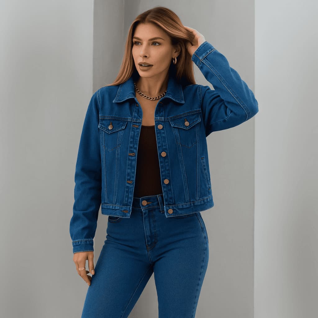 Combo 2 Jaquetas Femininas Sortidas jeans Bolsos Funcionais com Elastano Manga Longa Gola Social