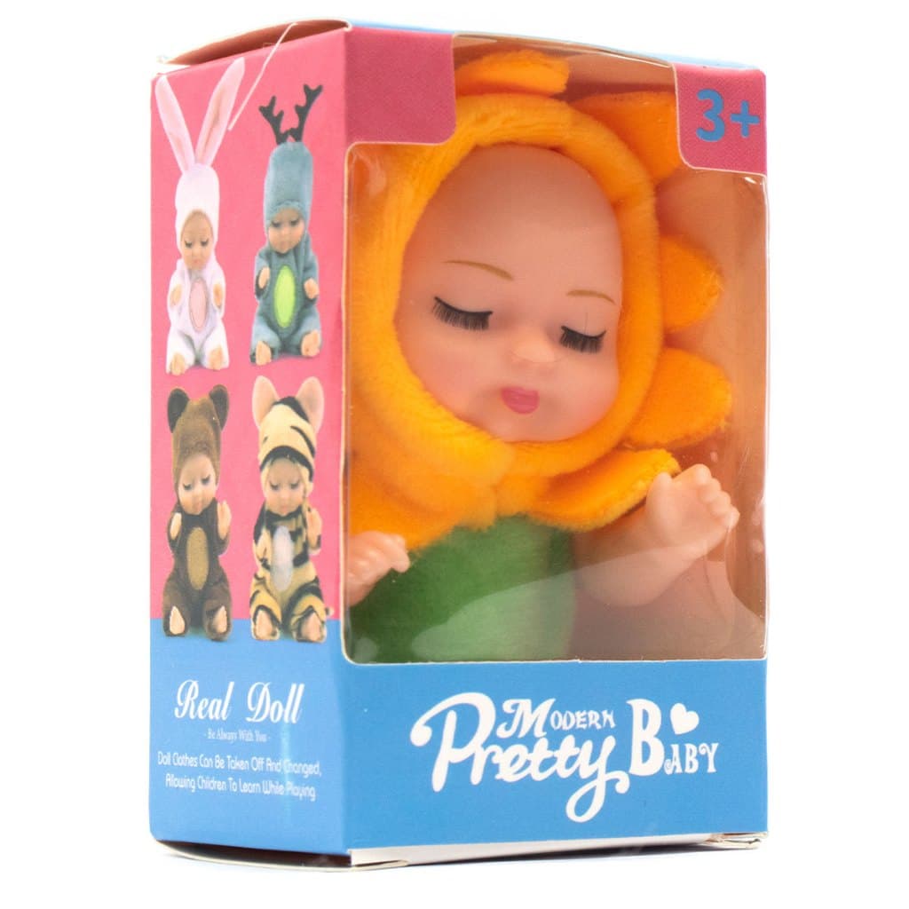 Mini Boneca Reborn Fantasia Mini Baby Girassol Articulável