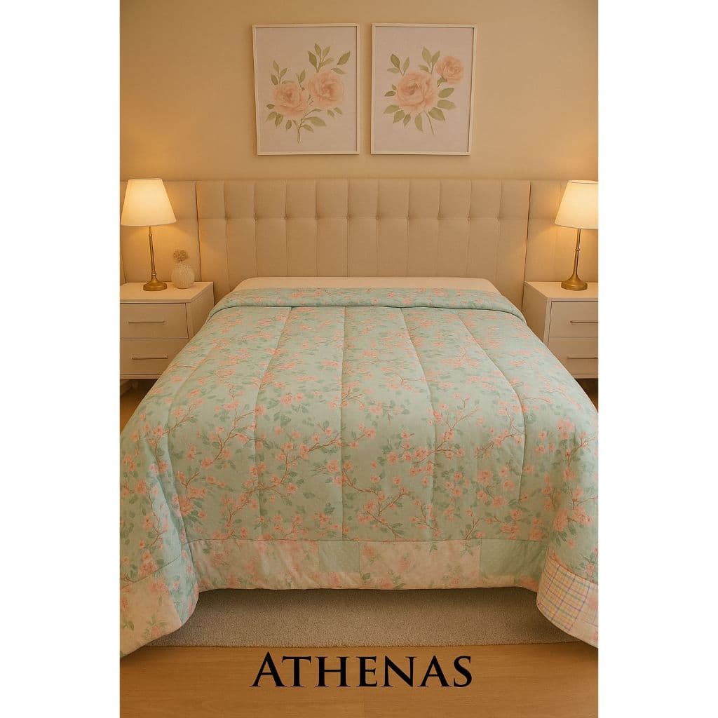 Cobre Leito Edredom Athenas Dupla Face 400 Fios – Estampas Florais e Geométricas Sortidas na promo